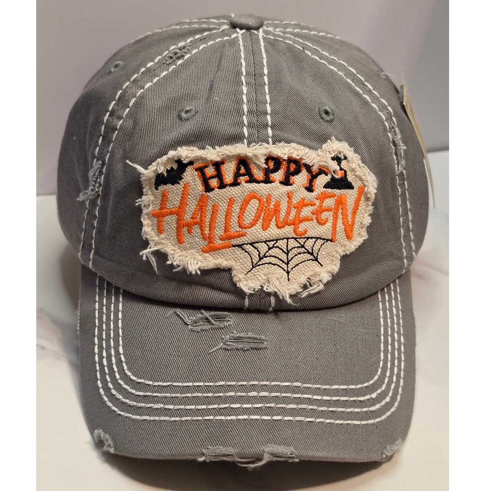 KBETHOS Vintage Happy Halloween Distressed Baseball Cap Gray Embroidered Hat NEW